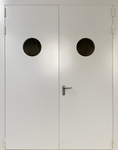 Двупольная противопожарная дверь с круглым остеклением ei-60