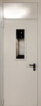 Однопольная противопожарная дверь с остеклением ei-60 и глухой фрамугой