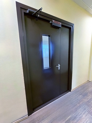 Полуторная дверь с окном и доводчиком Полуторная дверь с окном и доводчиком